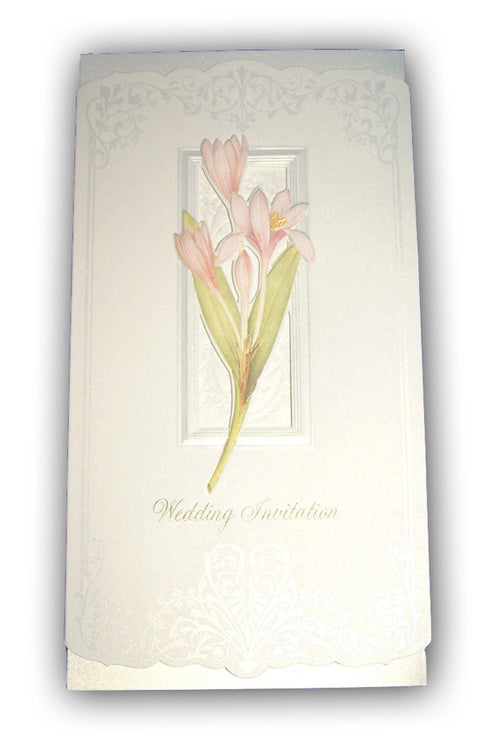 Load image into Gallery viewer, Panache 7003 Pink lilies Vintage Floral Wedding invitation card
