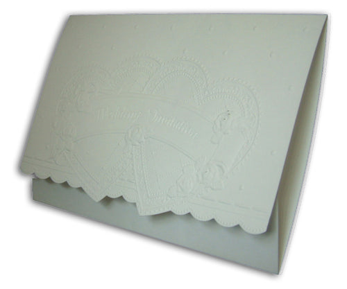 Load image into Gallery viewer, Only 50p each. Simple white embossed hearts cheap budget invitation 5076
