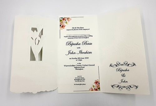 Load image into Gallery viewer, Panache 7003 Pink lilies Vintage Floral Wedding invitation card
