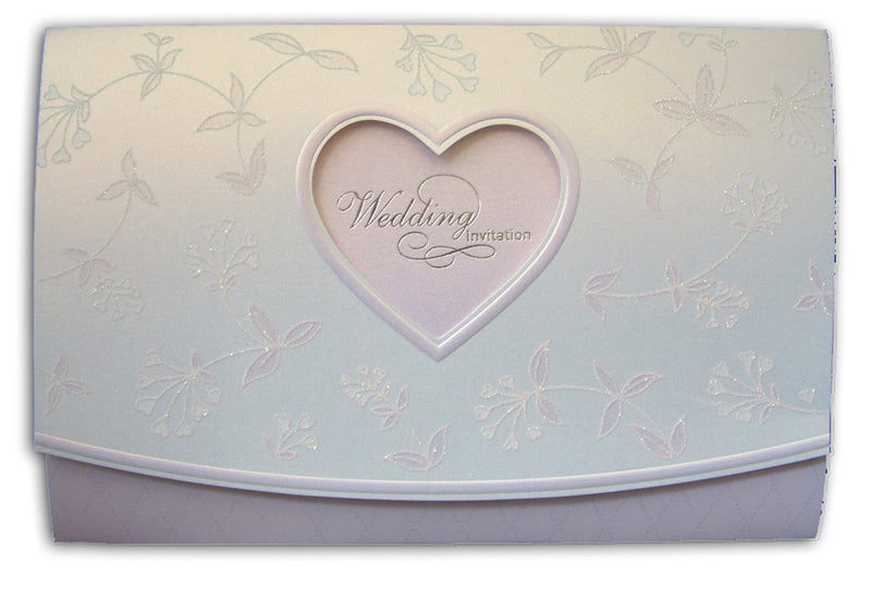 Panache 7028 Lavender hearts silver foil glitter invitation