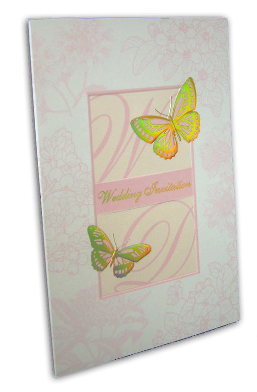 Panache 7123 Gorgeous holographic Butterfly wedding day Invitation