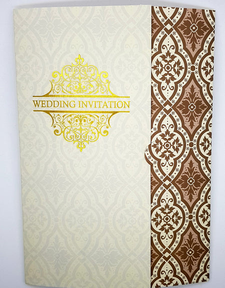 Cream and brown traditional marriage invitation card PCM WI