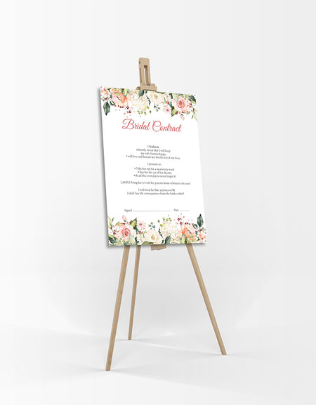 Peach Floral – A1 Bridal Contract – Funny Agreement for Husband/Wife
