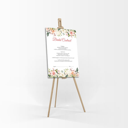 Peach Floral – A1 Bridal Contract – Funny Agreement for Husband/Wife
