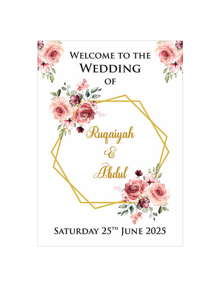 Peach & Gold Floral – A1 Mounted Welcome Poster
