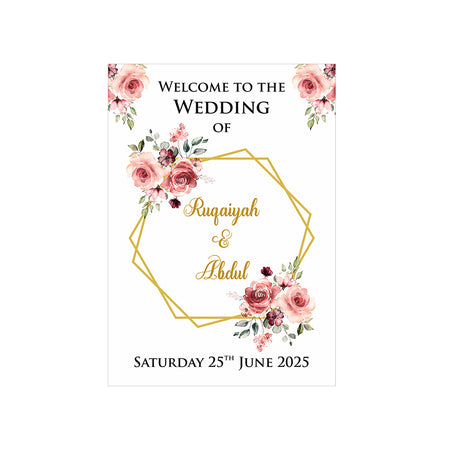 Peach & Gold Floral – A1 Mounted Welcome Poster