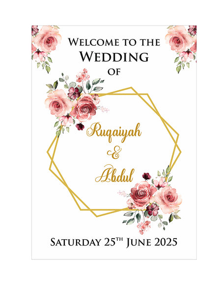 Peach & Gold Floral – A1 Mounted Welcome Poster