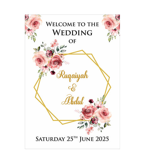 Peach & Gold Floral – A1 Mounted Welcome Poster