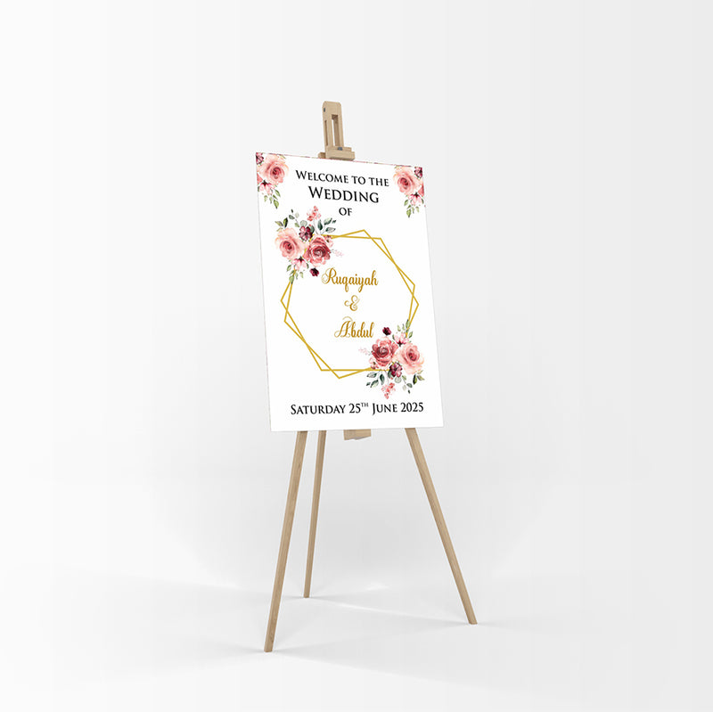Peach & Gold Floral – A1 Mounted Welcome Poster