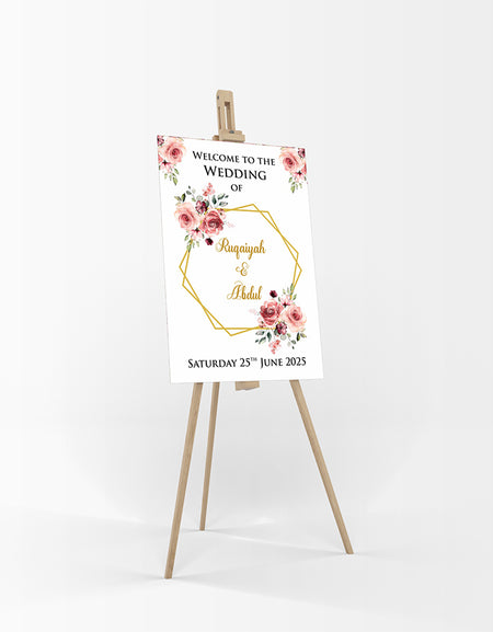Peach & Gold Floral – A1 Mounted Welcome Poster