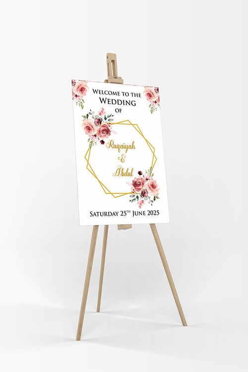 Load image into Gallery viewer, Peach &amp; Gold Floral – A1 Mounted Welcome Poster
