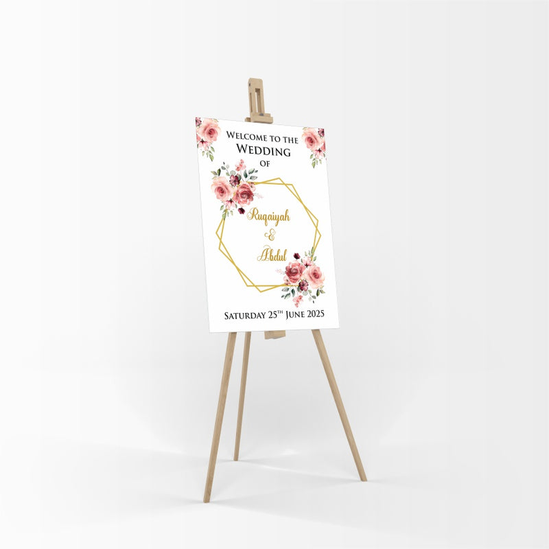Peach & Gold Floral – A1 Mounted Welcome Poster