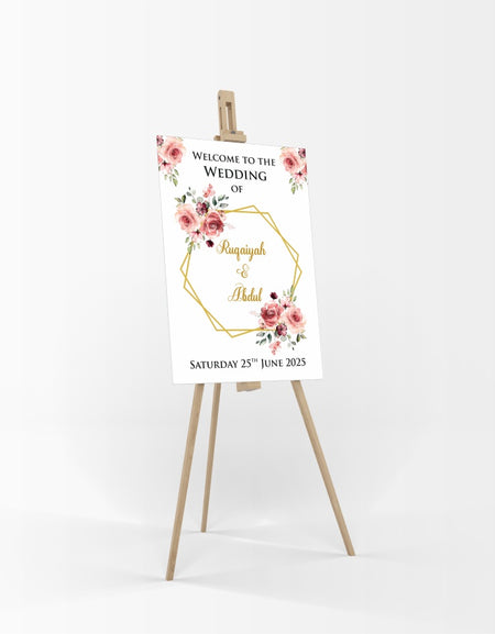 Peach & Gold Floral – A1 Mounted Welcome Poster