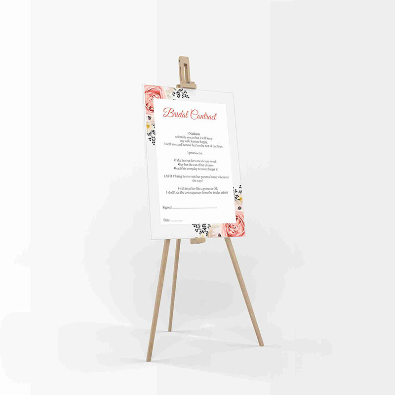 Peach Black Floral – A1 Bridal Contract – Funny Agreement for Husband/Wife