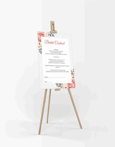Peach Black Floral – A1 Bridal Contract – Funny Agreement for Husband/Wife