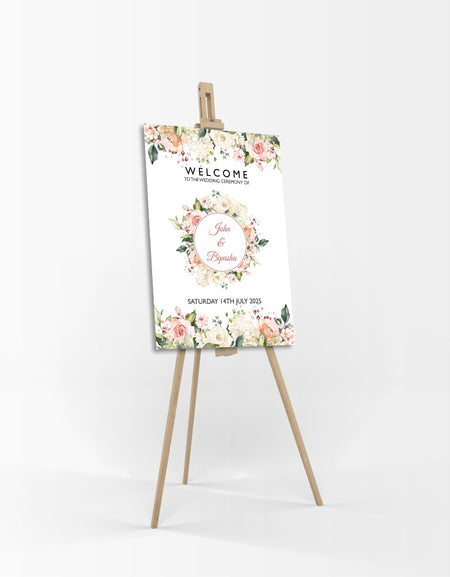 Pretty Rose Wreath – A1 Mounted Welcome Poster