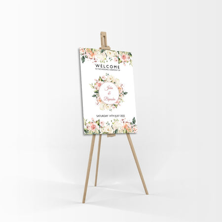 Pretty Rose Wreath – A1 Mounted Welcome Poster