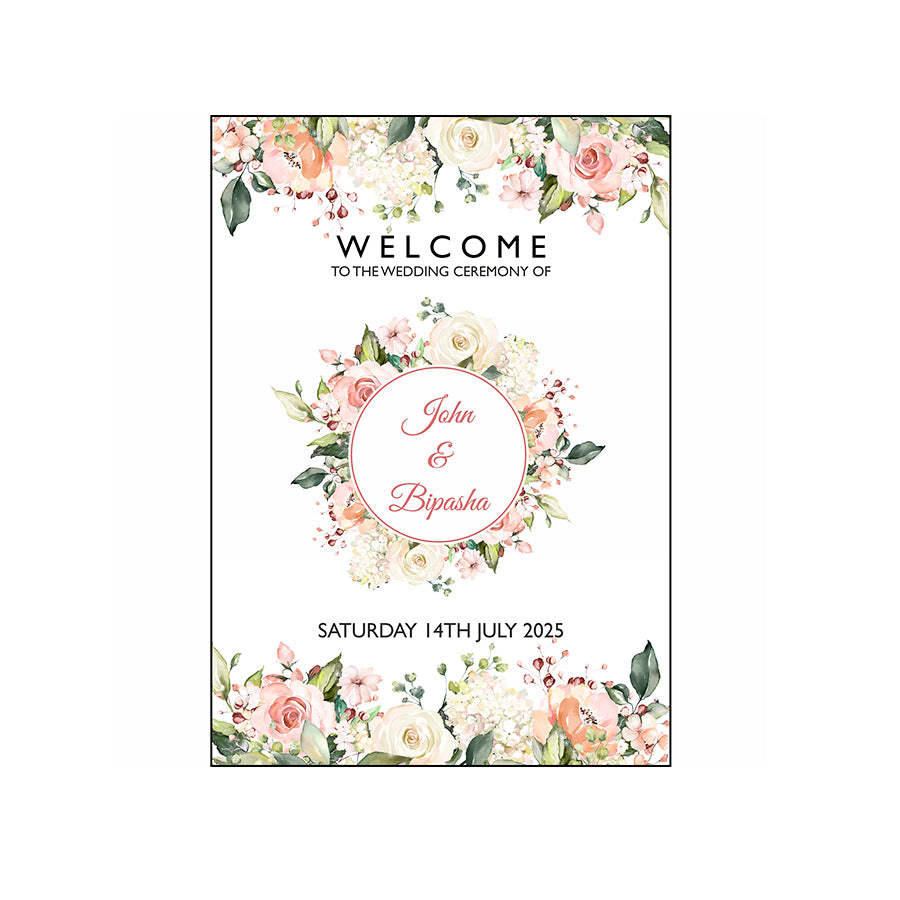 Pretty Rose Wreath – A1 Mounted Welcome Poster – Shadicards.Com