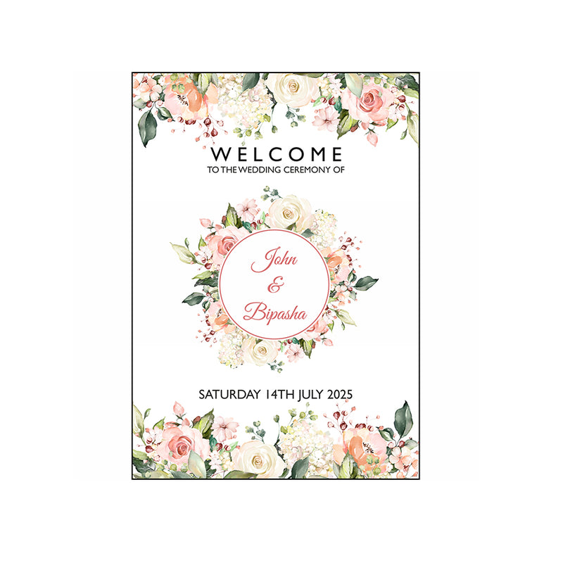 Pretty Rose Wreath – A1 Mounted Welcome Poster