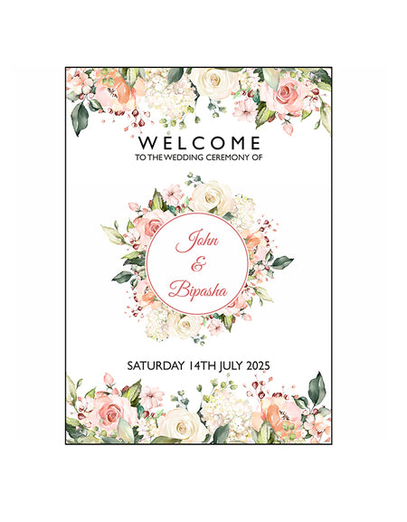 Pretty Rose Wreath – A1 Mounted Welcome Poster