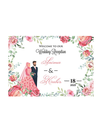 Pink Floral Caricature – A1 Mounted Welcome Poster