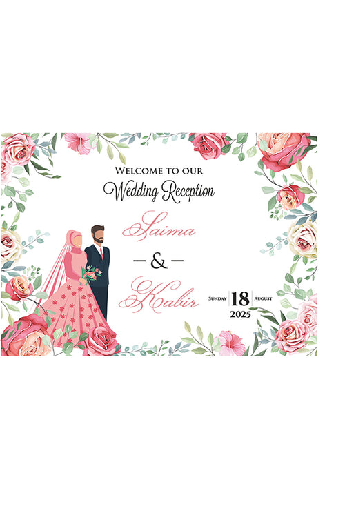 Load image into Gallery viewer, Pink Floral Caricature – A1 Mounted Welcome Poster
