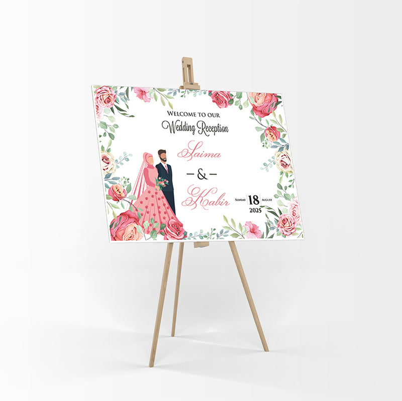 Pink Floral Caricature – A1 Mounted Welcome Poster