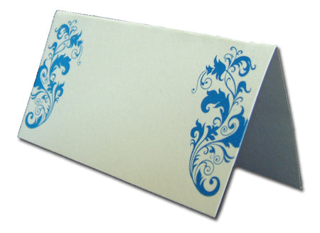 PL02 Cyan / Teal coloured floral accented place card