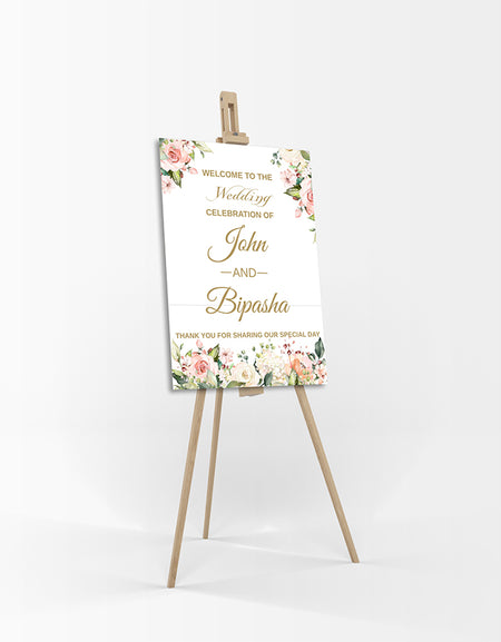 Pretty Peach Floral  – A1 Mounted Welcome Poster
