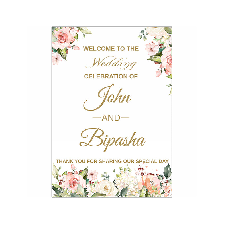 Pretty Peach Floral  – A1 Mounted Welcome Poster