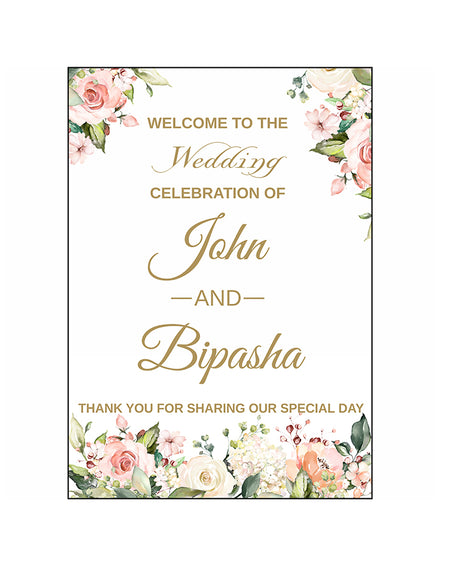 Pretty Peach Floral  – A1 Mounted Welcome Poster