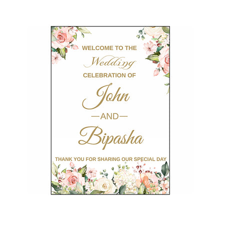 Pretty Peach Floral  – A1 Mounted Welcome Poster