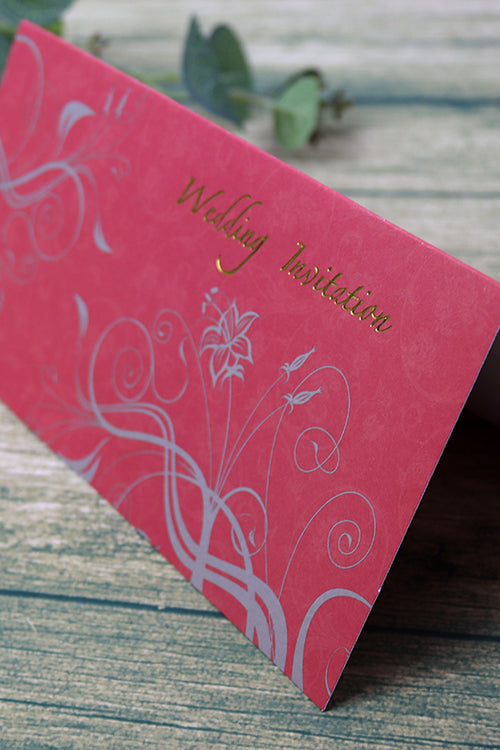 Load image into Gallery viewer, CHSP 12 Red and gold single fold floral wedding Invitation
