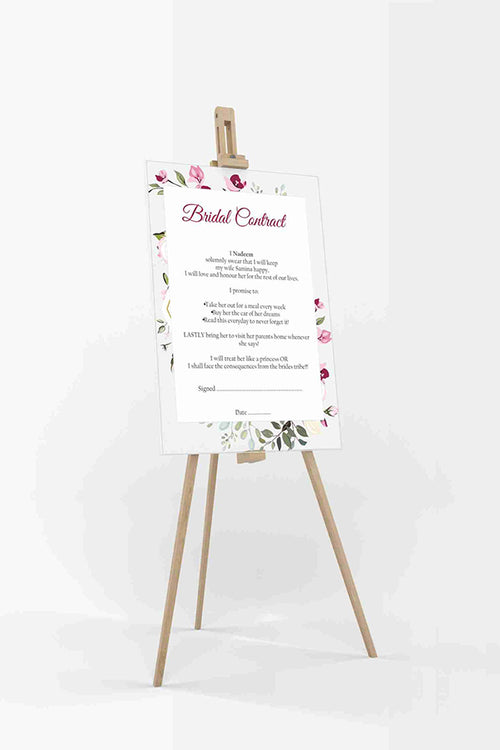 Load image into Gallery viewer, Purple Green Floral – A1 Bridal Contract – Funny Agreement for Husband/Wife
