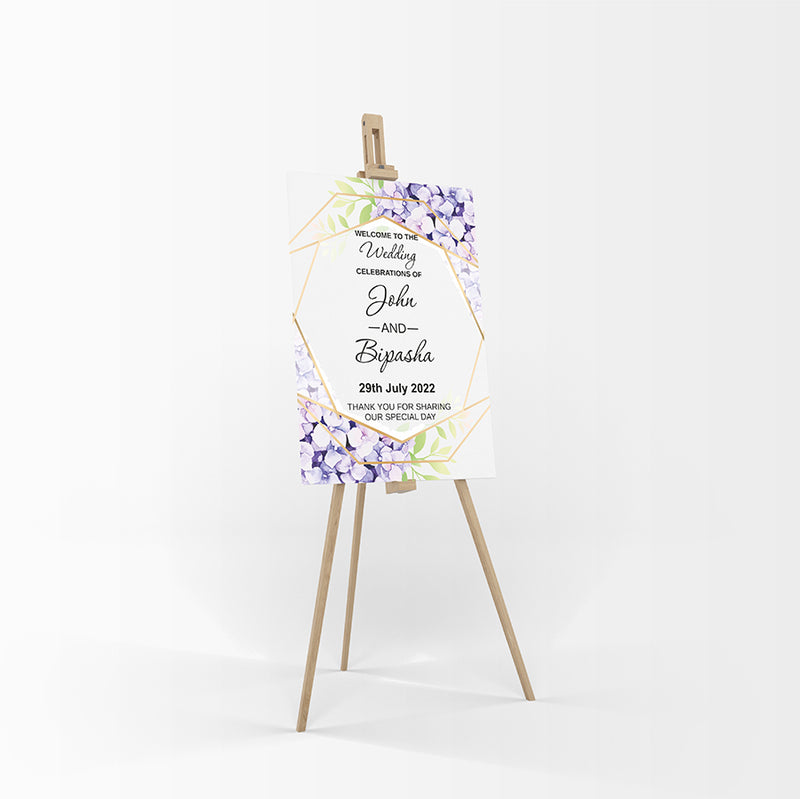 Purple Gold Floral – A1 Mounted Welcome Poster