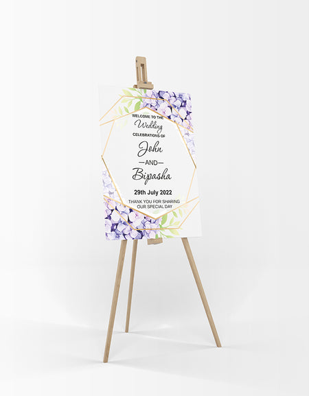 Purple Gold Floral – A1 Mounted Welcome Poster