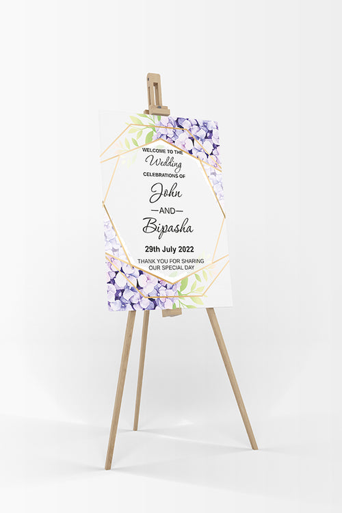 Load image into Gallery viewer, Purple Gold Floral – A1 Mounted Welcome Poster

