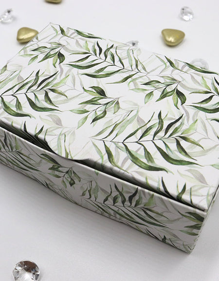 Green Leaf Print RCT 402 Printed Square Favour Box