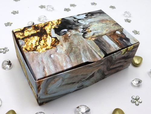 Load image into Gallery viewer, Black Marble Print RCT 406 Printed Square Favour Box
