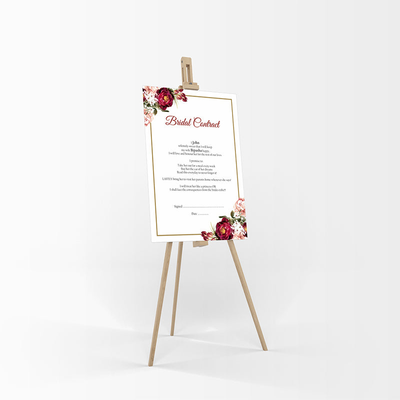 Red & Gold Floral – A1 Bridal Contract, Marriage Contract