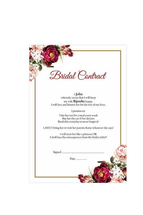 Load image into Gallery viewer, Red &amp; Gold Floral – A1 Bridal Contract, Marriage Contract
