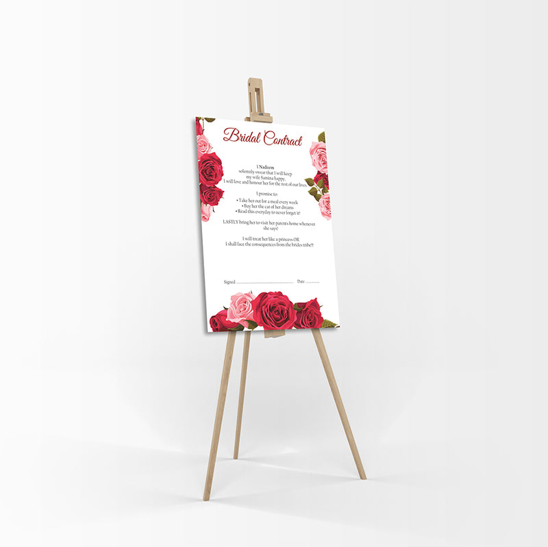 Red Rose – A1 Bridal Contract – Funny Agreement for Husband/Wife