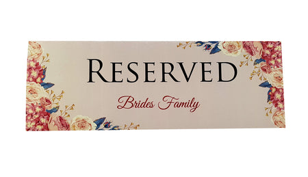 RV 106 Table Reserved Place Card – Cream, Red & Blue Peonies Corner Border