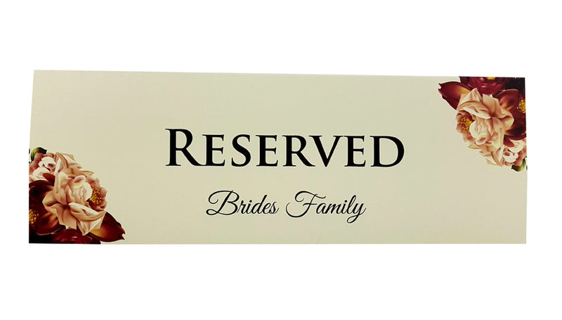 RV 107 TABLE RESERVED PLACE CARD