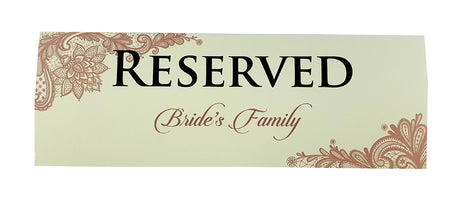 RV 108 Table Reserved Place Card – Elegant Gold Floral Corner Design