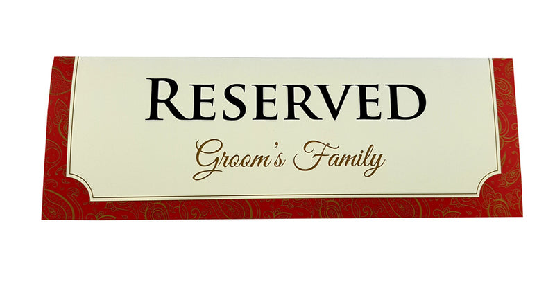 RV 113 TABLE RESERVED PLACE CARD