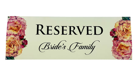 Elegant folded table reserved card for wedding seating for Brides Family