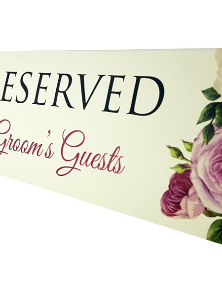 Elegant purple and lilac floral table reserved card for weddings and events by shadi card.com