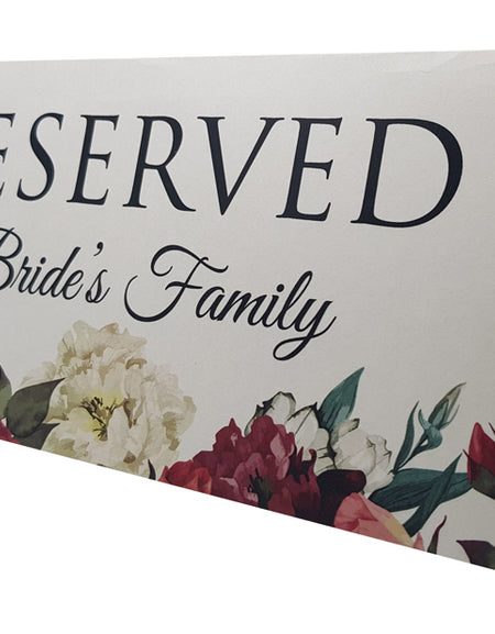 RV 102 Table Setting Reserved Card Bride's Family