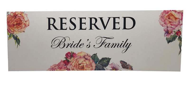 RV 201 Table Decoration Reserved Card Bride's Family
